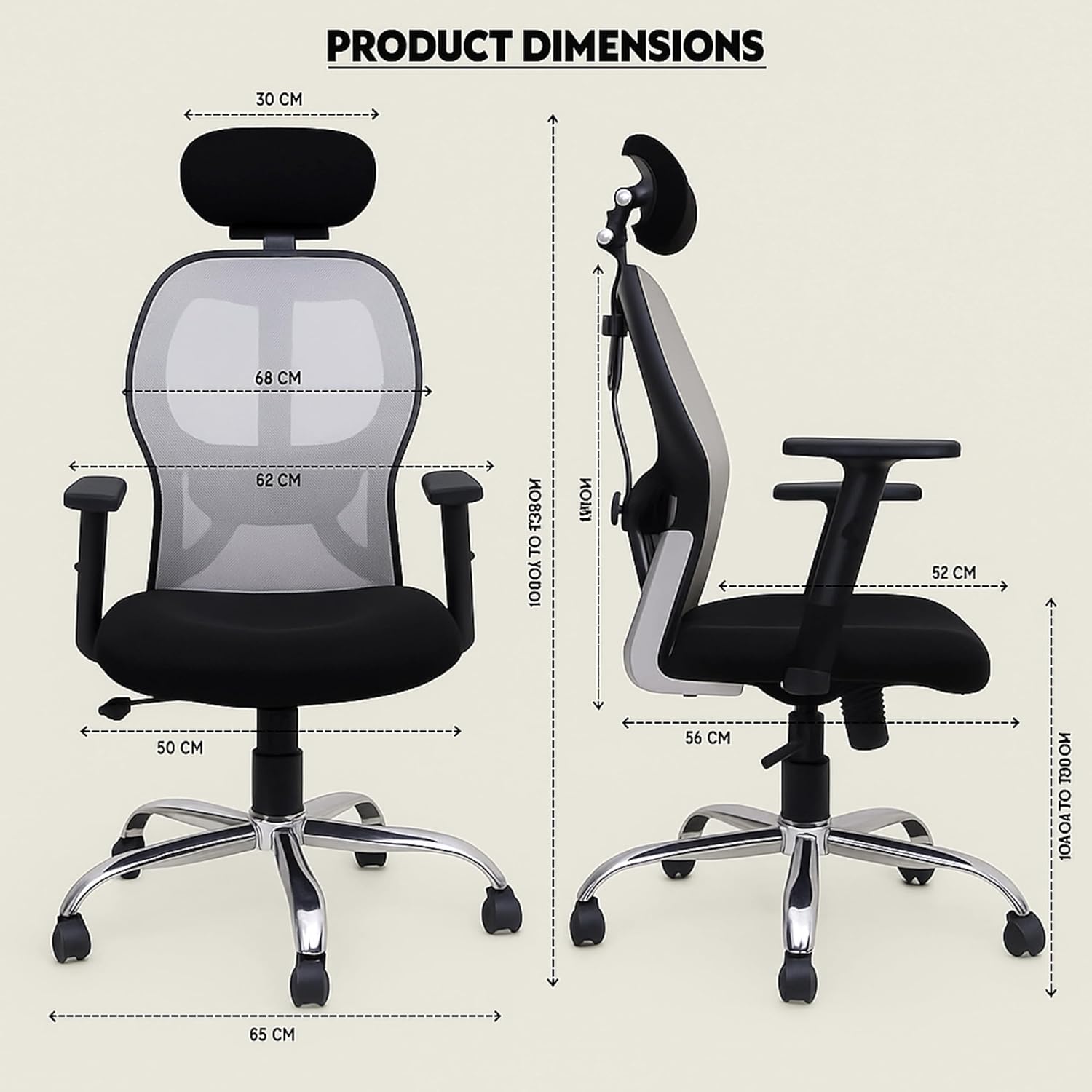 Ergonomic High Back Office Chair with Adjustable Height, Mesh Back, Lumbar Support, Armrest & Tilt Lock – Comfortable Swivel & ExecutiveChair for Home & Office Work