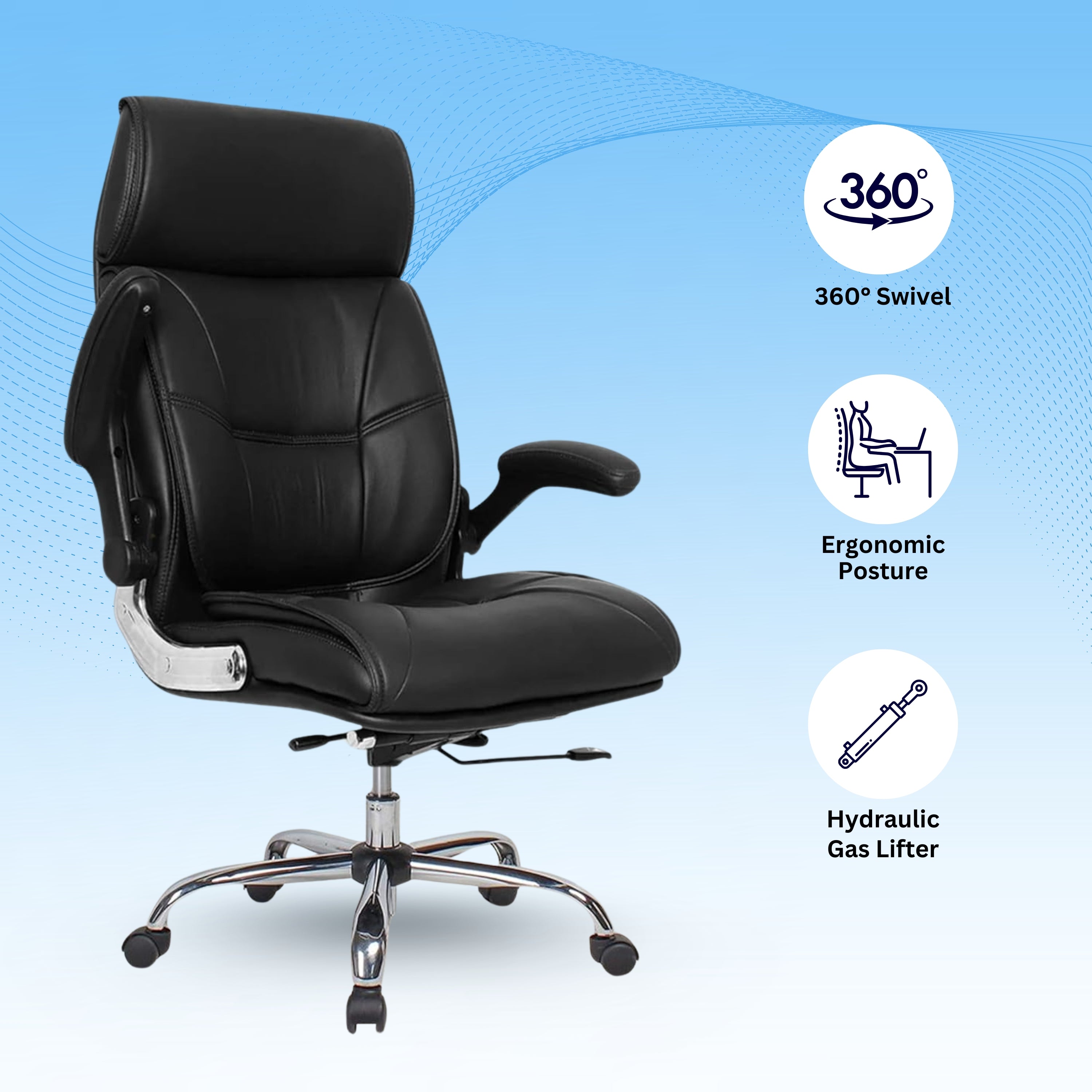 High Back Director Office Chair Ergonomic Leatherette Executive Chair with Adjustable Armrests, Comfortable Revolving Desk Chair for Office