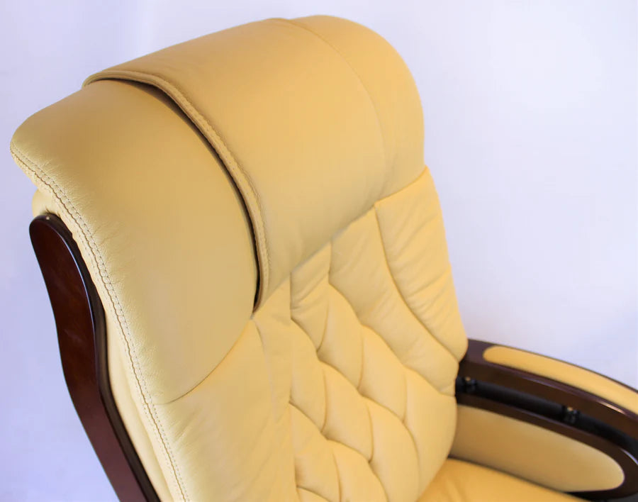 Director Chair for office Premium Leatherette with Wooden and Adjustable Height & Wooden Base and Wooden Polish - Black