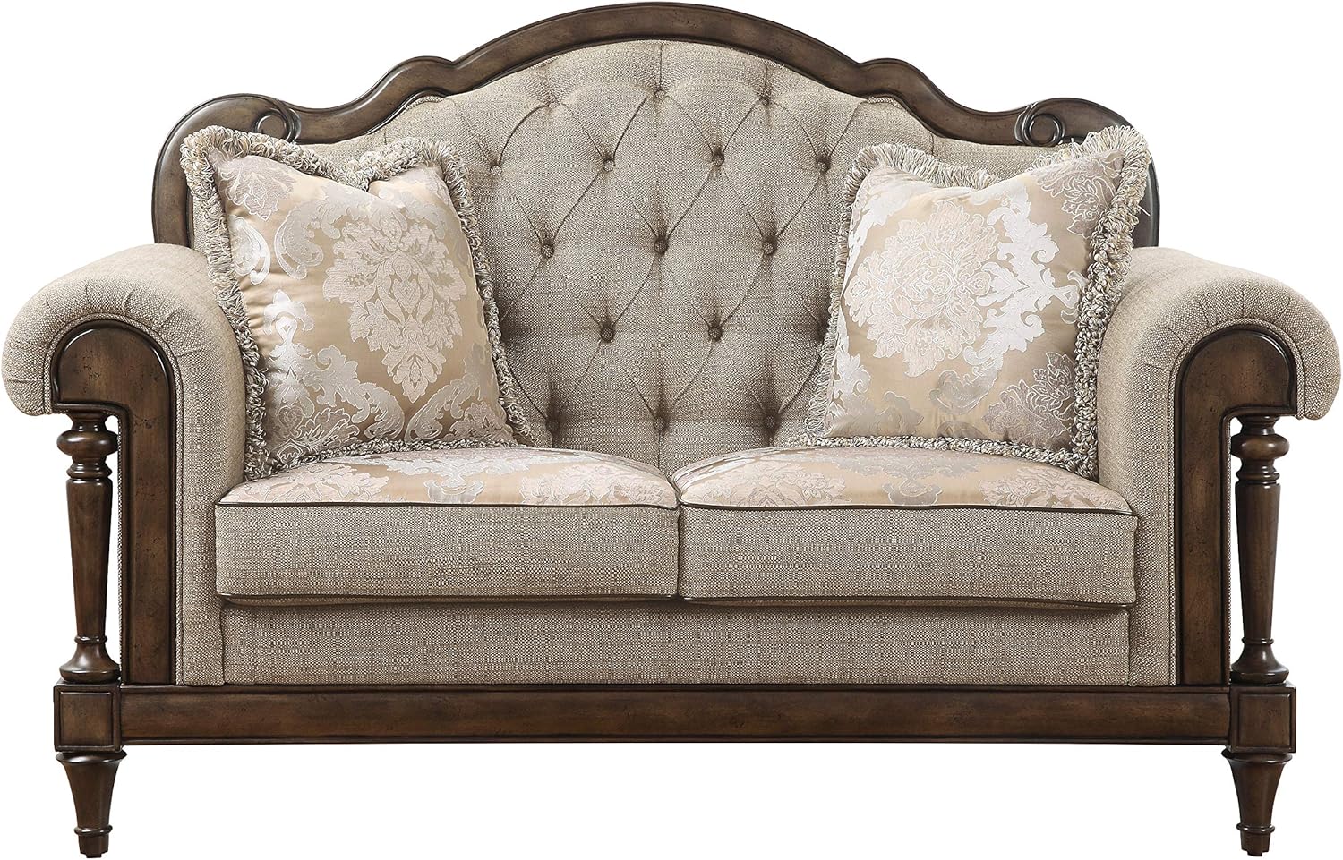 3 Seater Wooden Sofa For Home Furniture, Upholstery Fabric Premium And Durable Design For Living Room and Hall- Cream