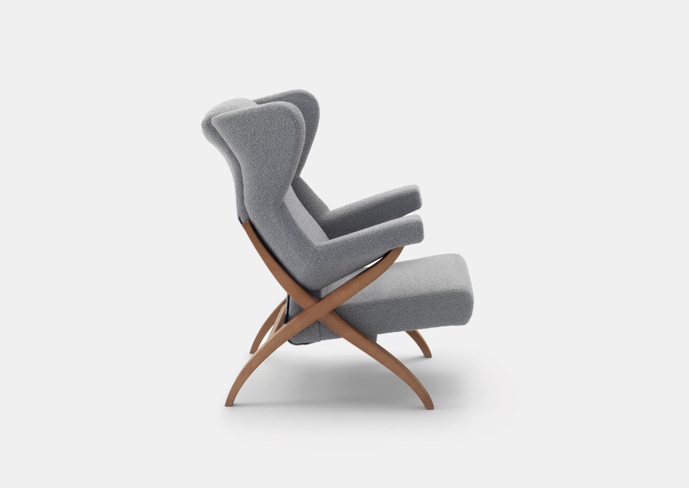 Lounge Wooden Chair & Modern and durable Arm Chairs Upholstered in Woolen For Living Room or Bedroom - Grey