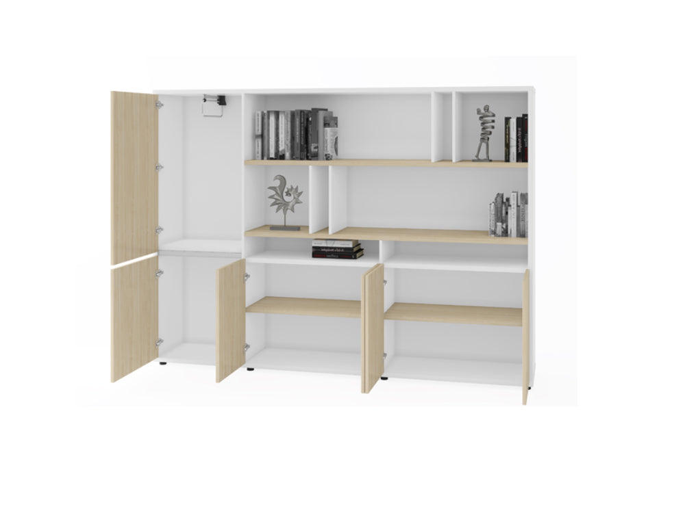 Wooden Office Storage Cabinet with Locking System &amp; Elegant Design for Modern Corporate Interiors