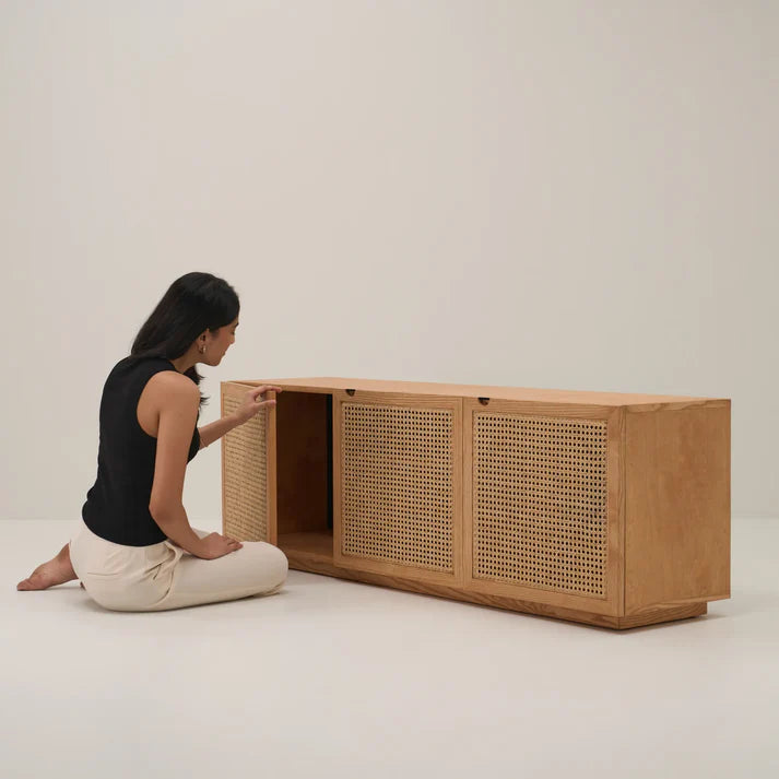 Console Table for Home Made in Solid wood/MDF with Natural Cane Stylish Design for Living Room
