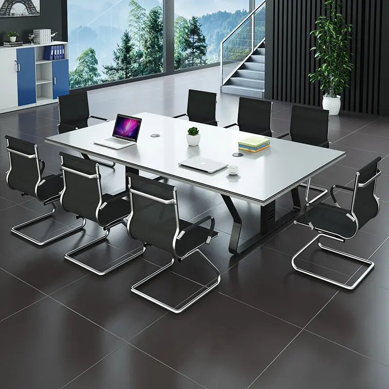 Conference Table for Office Furniture Unique Design Made in Particle Board/ MDF/Plywood with MS leg Meeting Table White Color