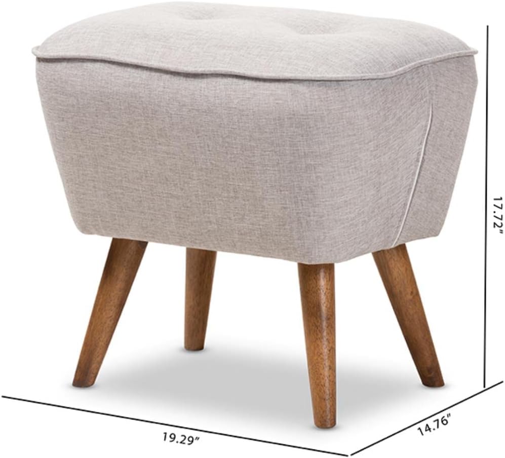 कपड़े के असबाब के साथ लकड़ी का पाउफ