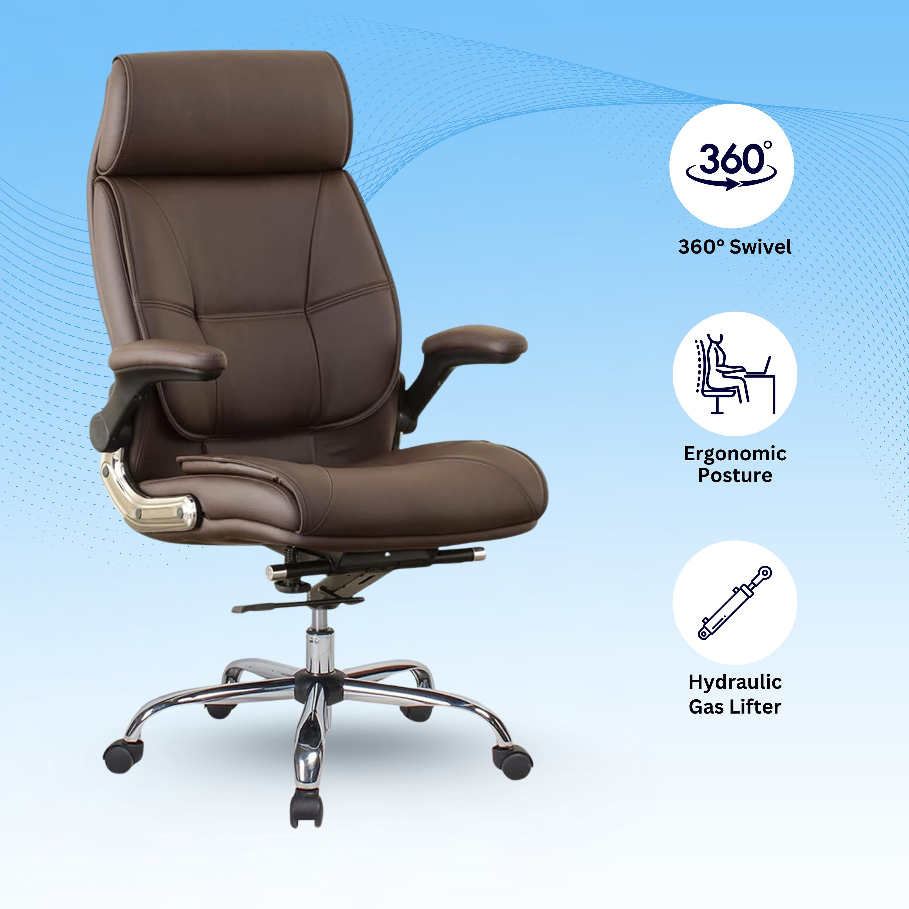 High Back Director Office Chair Ergonomic Leatherette Executive Chair with Adjustable Armrests, Comfortable Revolving Desk Chair for Office