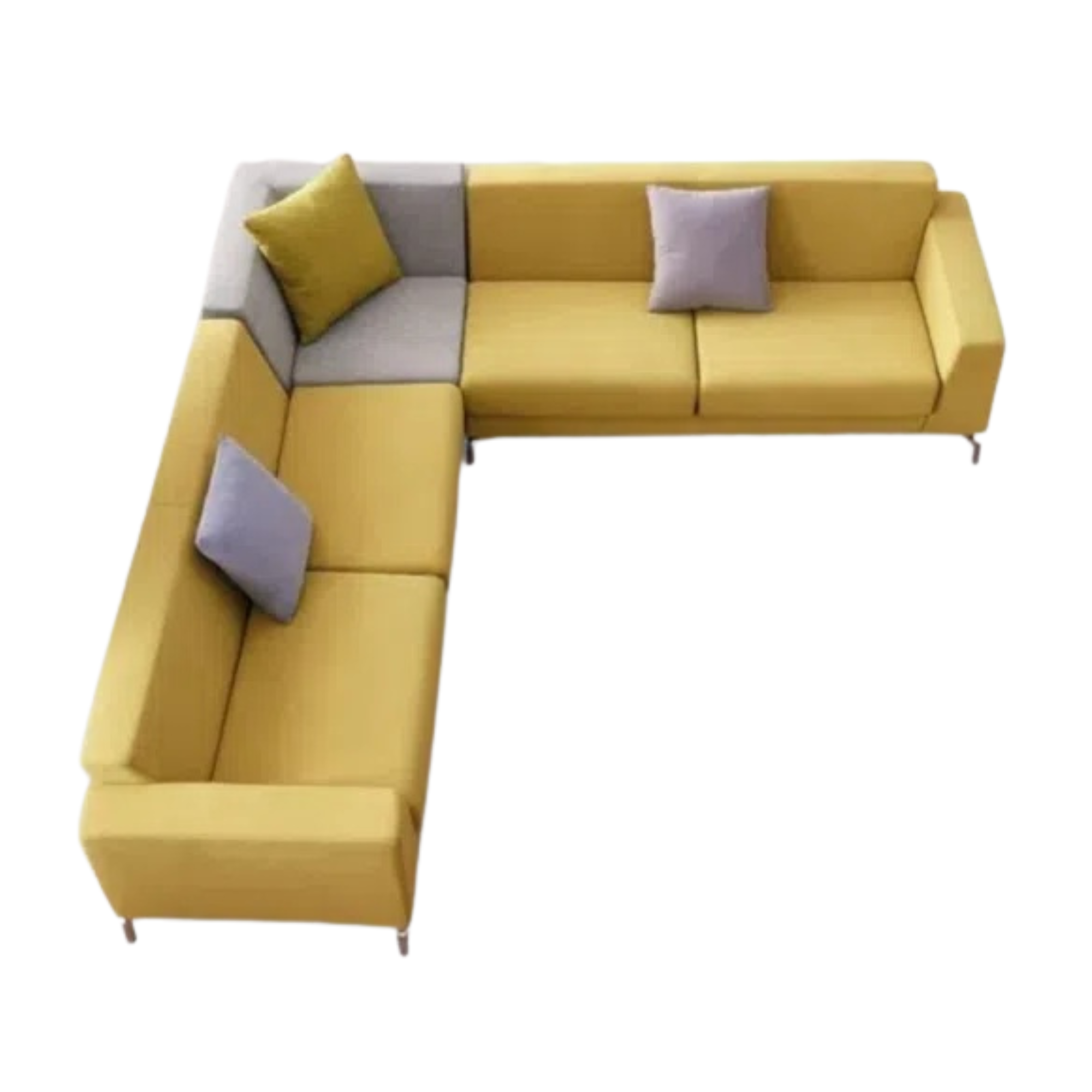 Sectional L Shape Sofa For Home Furniture, Upholstery Fabric Modern And Durable Design For Living Room -Yellow