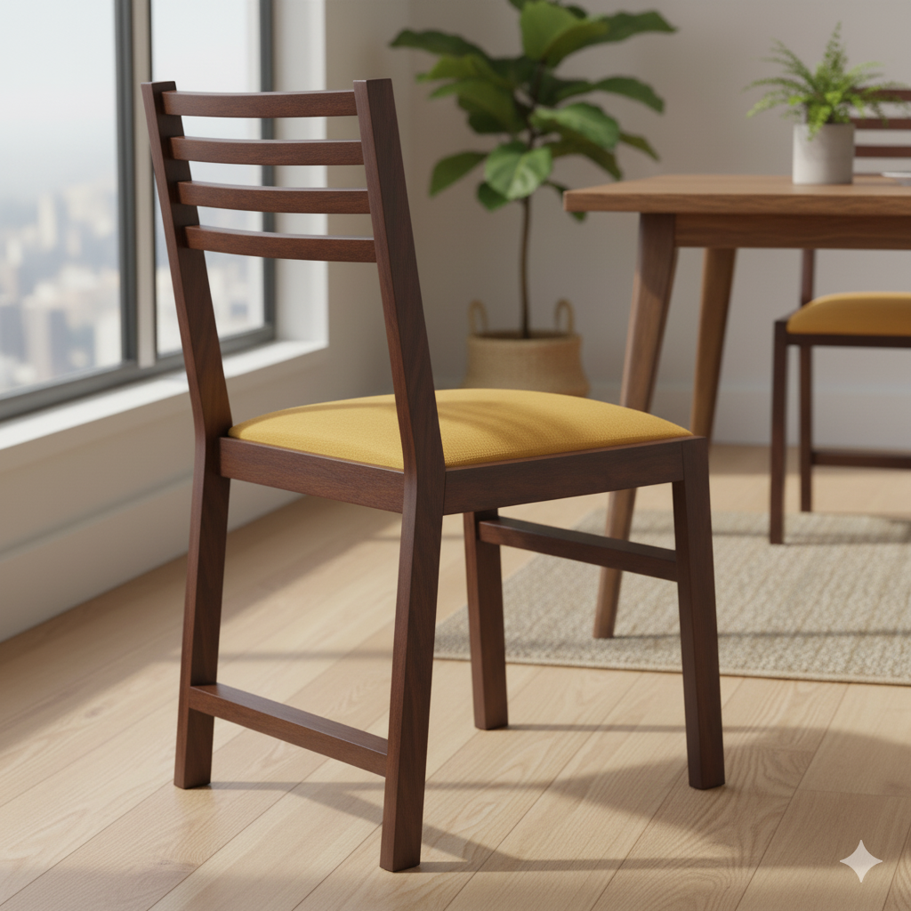 কাঠের ফ্রেম বেস সহ ডাইনিং চেয়ার