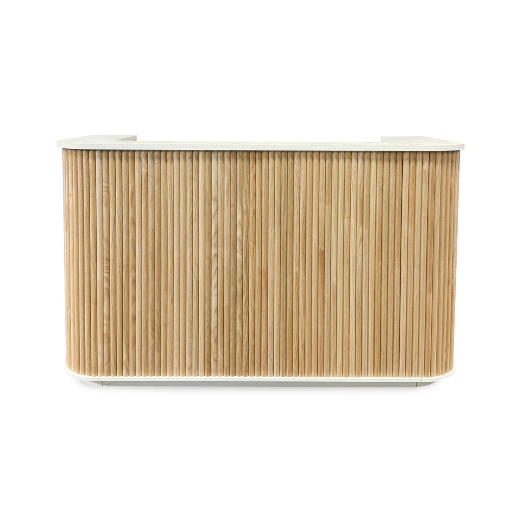 Stylish Reception Table for Office Made in Flexible Ply with Pinewood U Shape Design and Hand Crafted Statement Piece that Combines the Natural Beauty