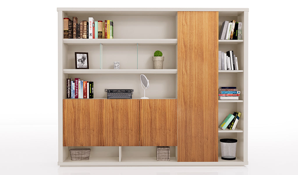 Wooden Office Storage Cabinet with Modern Wooden Design & Security Lock for Corporate Interiors
