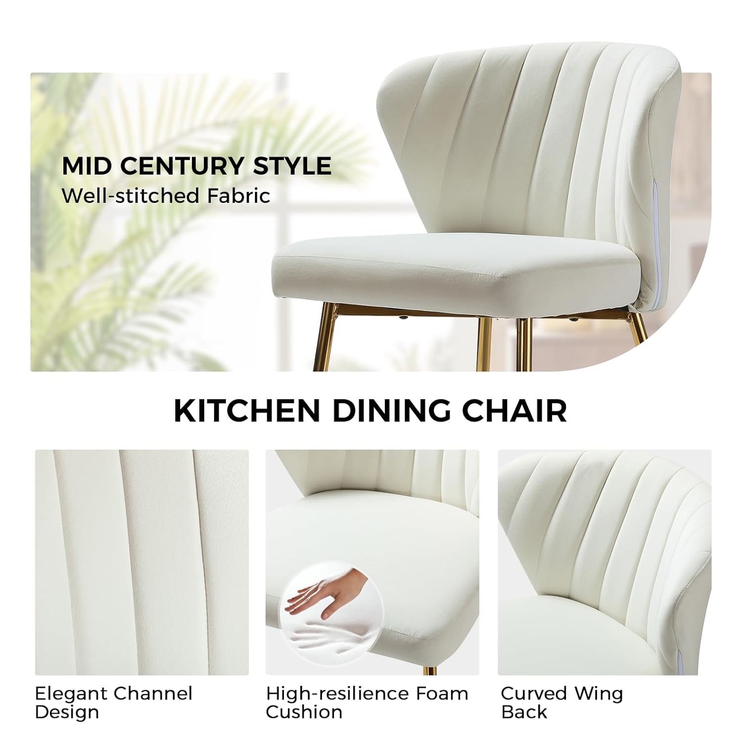 Modern White Velvet Dining Chairs with Gold Legs - Elegant & Comfortable Home Furniture