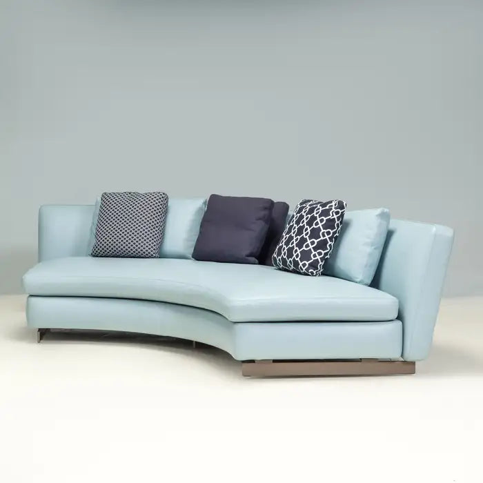 4-Seater Sofa For Home and furniture in Marandi Wood Frame, PU Leatherette Upholstery for Living Room – Modern and Durable-Blue