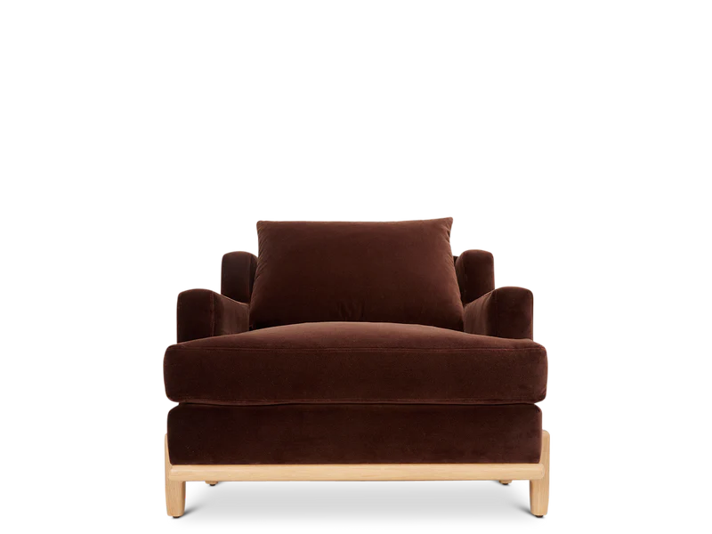 Lounge Chair Wooden Sofa upholstered in Fabric Arm Chair Modern and durable For Living Room or Bedroom - Brown
