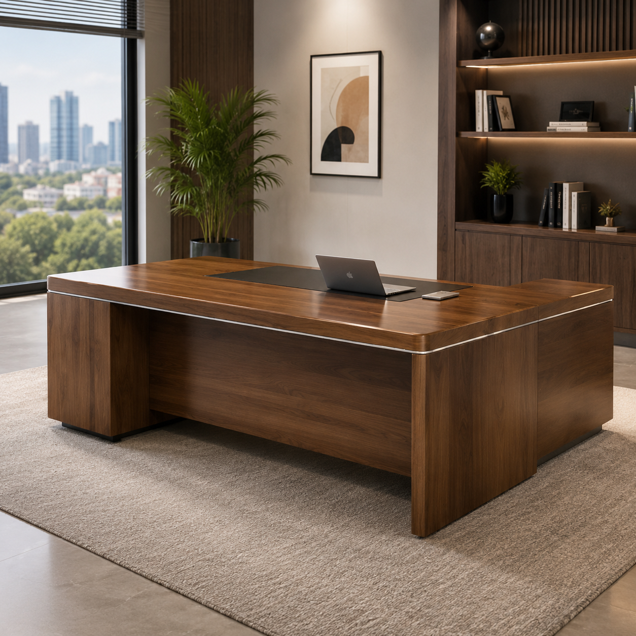 Director Table with Premium Wooden Finish, Spacious Storage Drawers and Elegant Modern Look for Luxurious Office Spaces