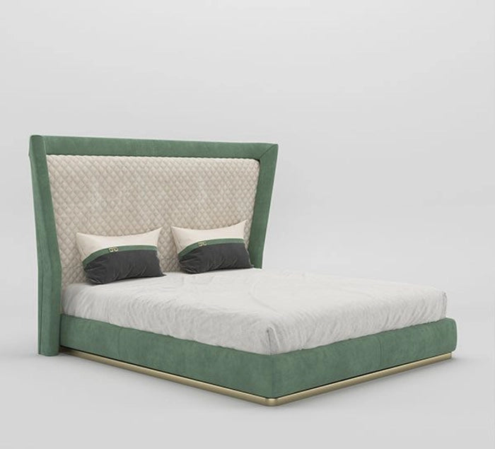 Luxury Velvet King Size Upholstered Bed – Solid Teakwood & Plywood Frame, without Storage