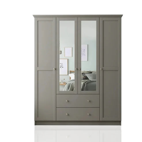 Wardrobe for Mirrored Mastery Premium 4-Door Wardrobe, Designed for Compact Bedrooms with Elegant Appeal