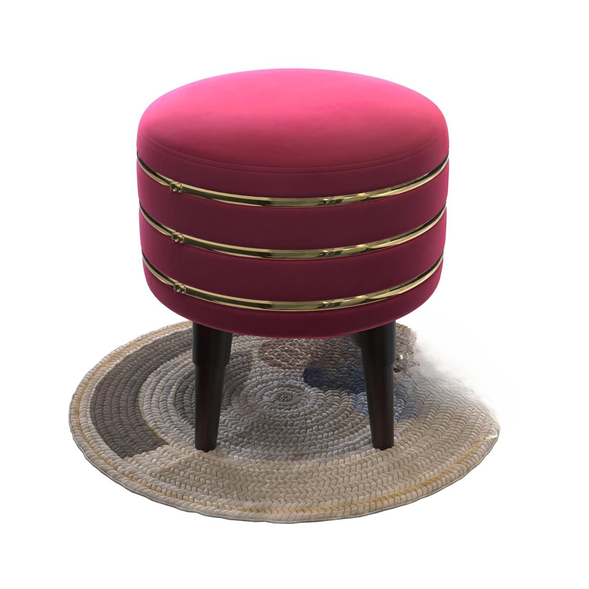 Ottoman Plouffe's Sofa Side Stool Small Footrest Stool Makeup Chair Upholstered Velvet Modern Vanity for Bedroom and Girls Room Living Room -Pink