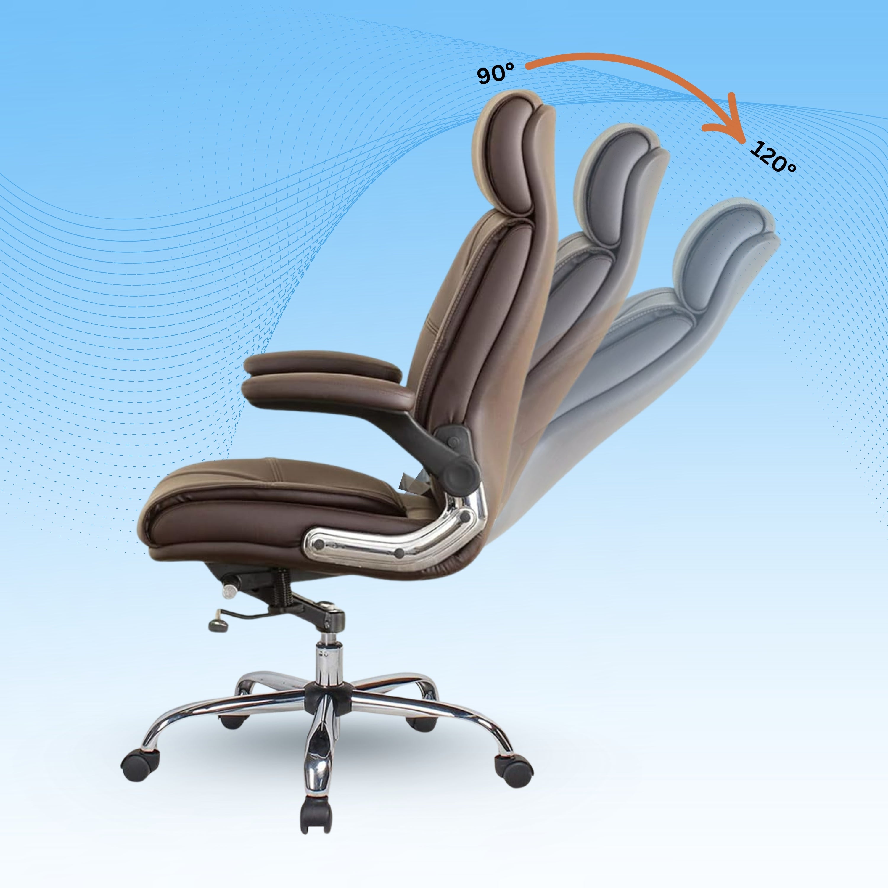 High Back Director Office Chair Ergonomic Leatherette Executive Chair with Adjustable Armrests, Comfortable Revolving Desk Chair for Office