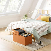 Tufted Rectangular Storage Ottoman Bench - Foldable Fabric Footrest & Seat with Lid for Living Room