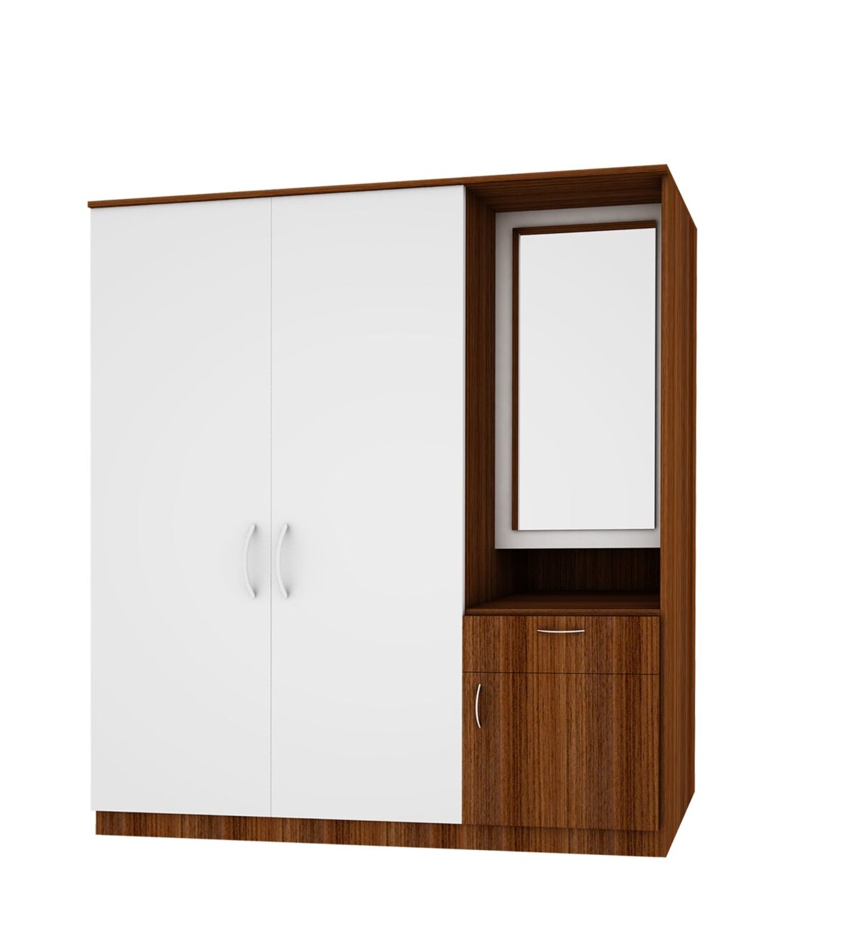 Wardrobe for Bedroom Storage – Two-Door Almirah with Hanging Space and Adjustable Shelves, Sleek Design with Mirror