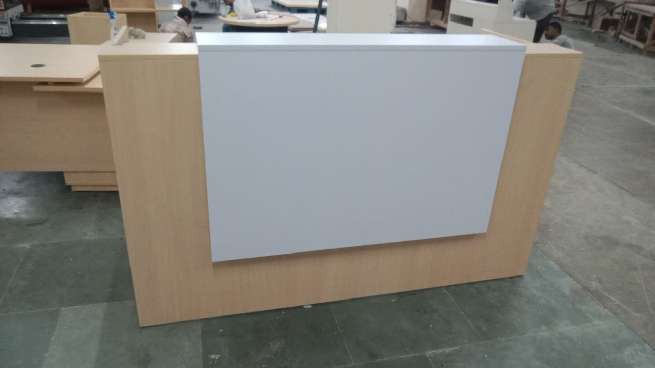Reception Table for Office Made in Engineered Wood with Marble Patterned and Modern Simple Sleek Reception Counter