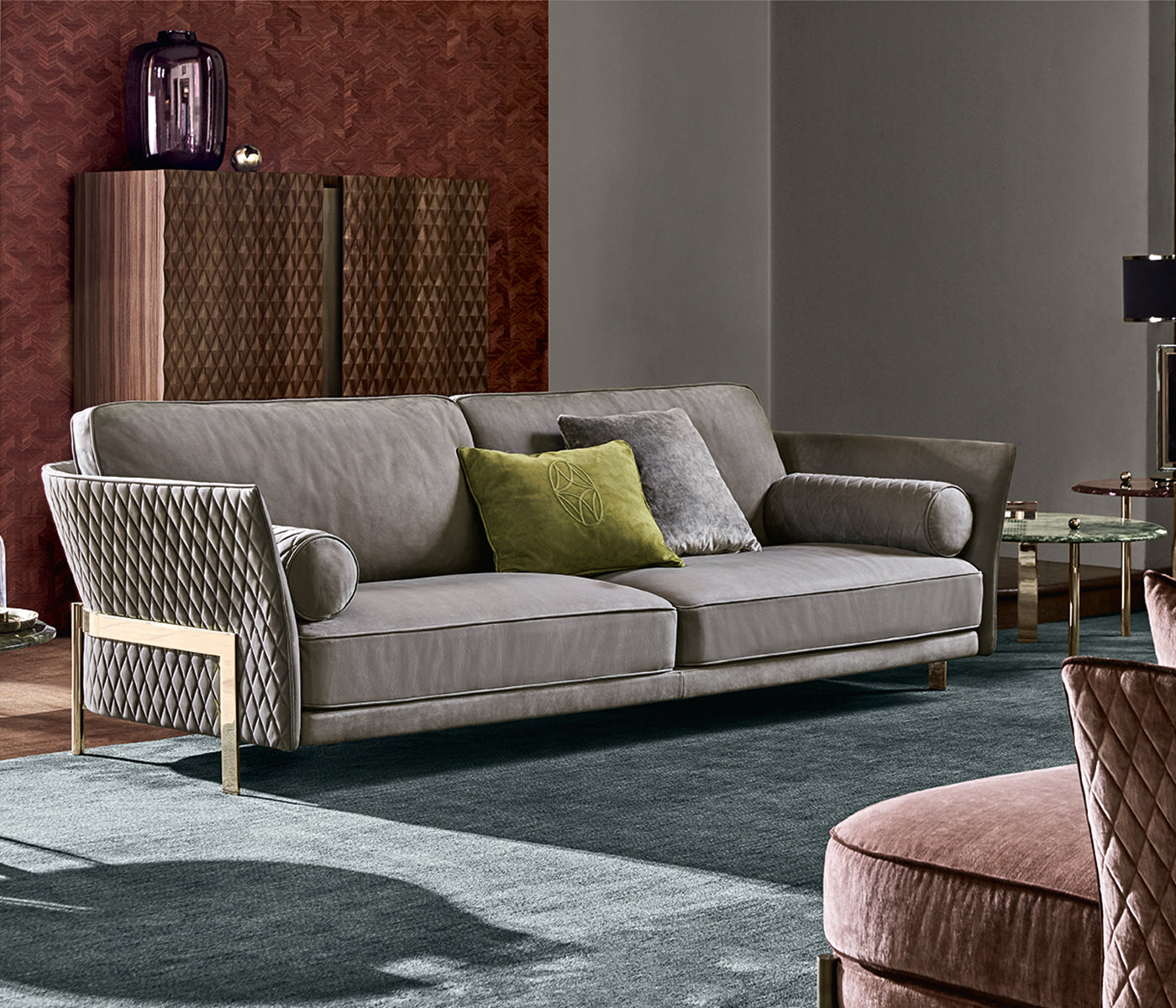 3 Seater Modular Sofa or chaise For Home Furniture Upholstery Velvet Luxury Comfortable Durable Design For Living Room - Grey