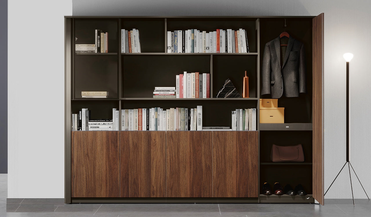 Wooden Office Storage Cabinet with Modern Wooden Design & Security Lock for Corporate Interiors