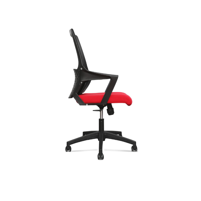 Executive Ergonomic Mesh Office Chair with Stylish Red Fabric Seat - Perfect for Home & Office