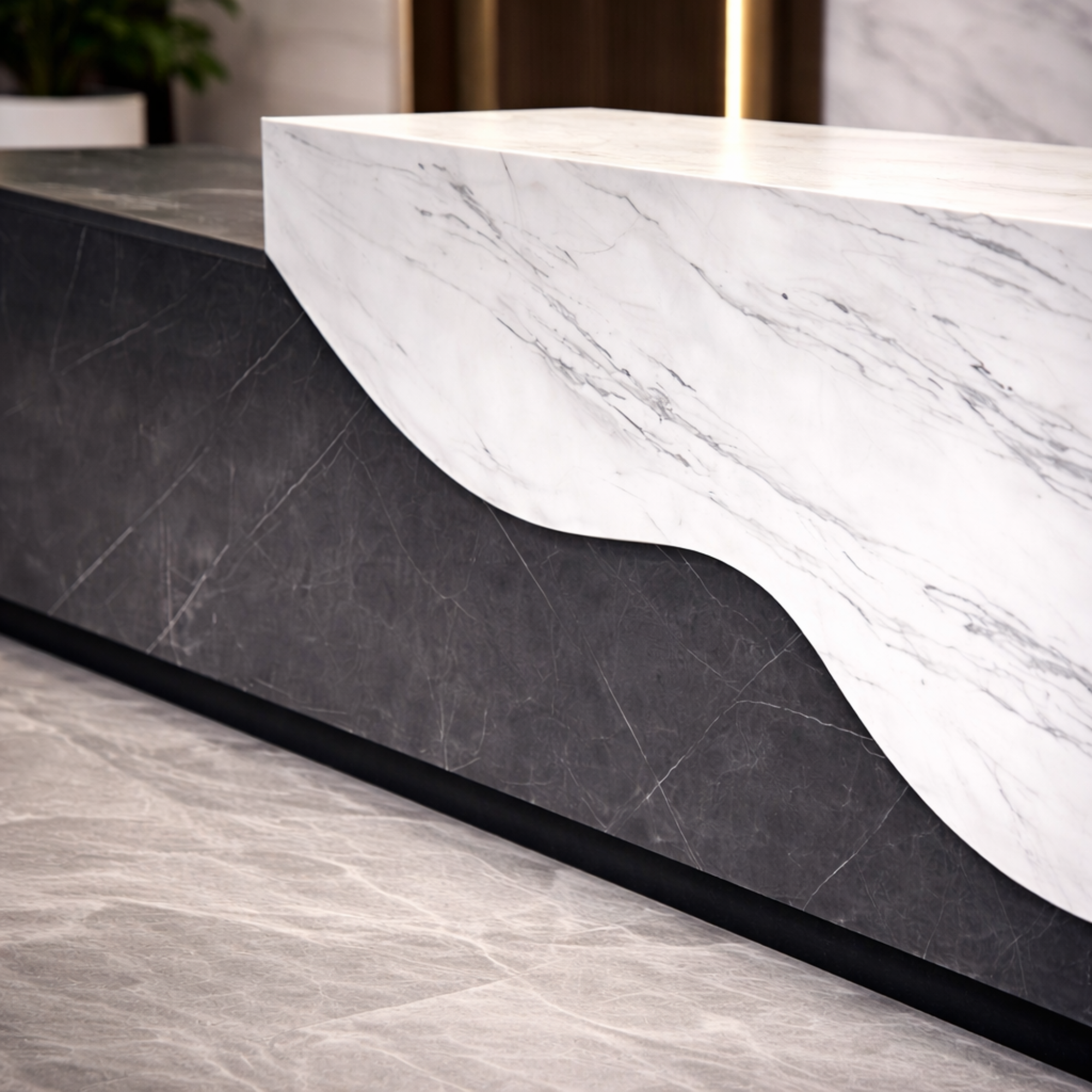 Reception Table for Office Luxury Modern Counter Stylish Design Made in MDF with Mica And Drawers & Ample Storage CPU Space - White & Grey