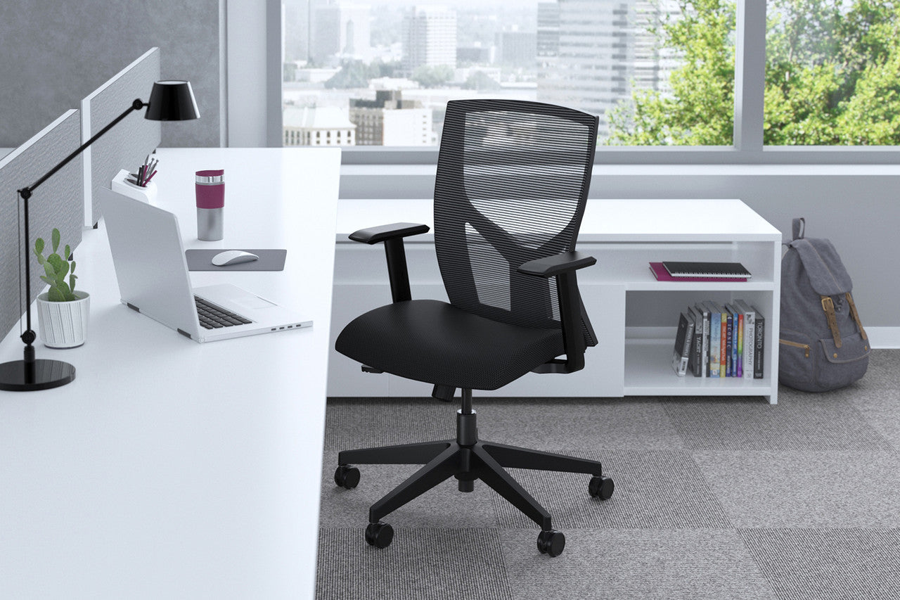 Mesh Chair High Back Office Chair Modern Design, Lumbar Support, Adjustable Armrests, Comfortable Seating Swivel for Home or Work Office -Black