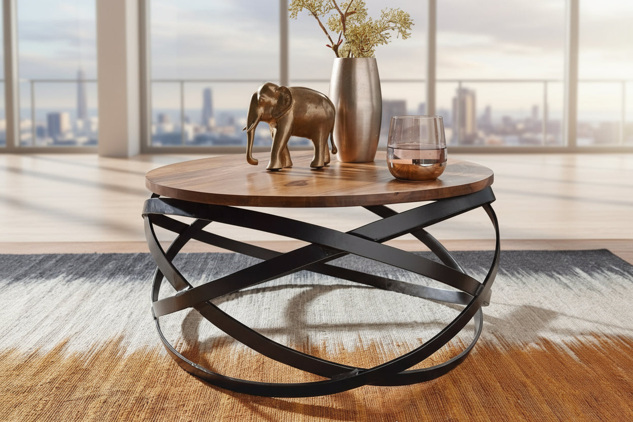 মেটাল ফ্রেম বেস গ্লাস সেন্টার টেবিল