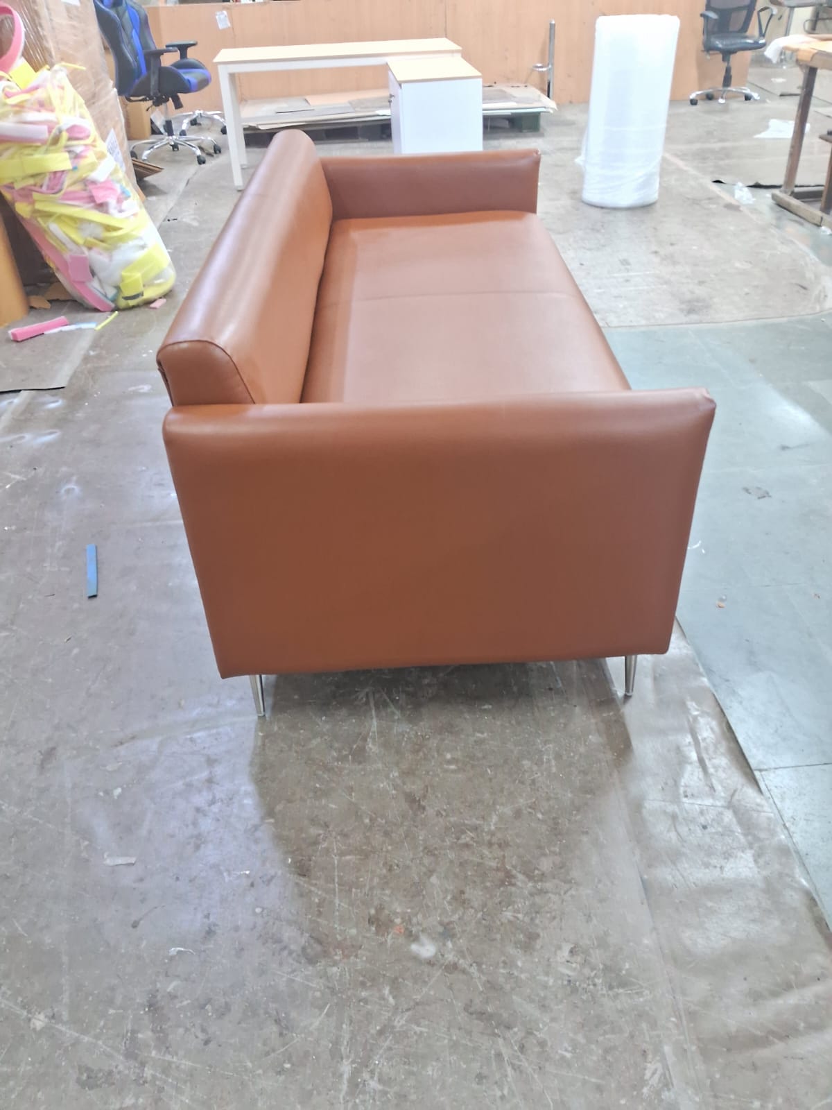 3 Seater Sofa for Home Furniture Made in Marandi wood with Premium Leatherette and Soft Seating for Living Room