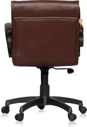 Executive Mid Back Office Chair with PU Leather Upholstery, Ergonomic Design, Adjustable Height, Swivel Base and Padded Armrests for Office
