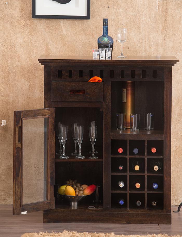 Wooden Bar Storage Cabinet Organizer and Modern Homes with Sturdy Build