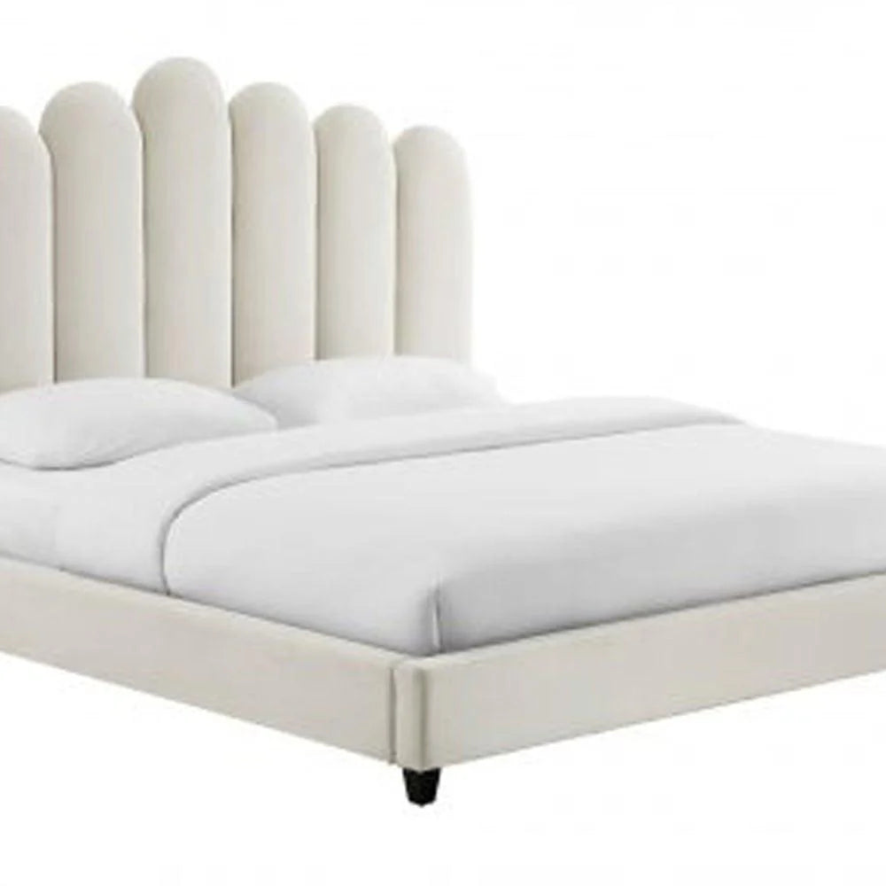 Velvet King Size Bed – Headboard, Solid Wood Frame, Luxurious for Master Bedrooms