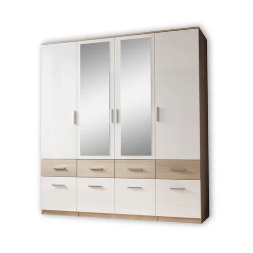 Wardrobe for Space-Expanding Elegance Premium-4 Doors Mirrored Wardrobe for Any Rooms.