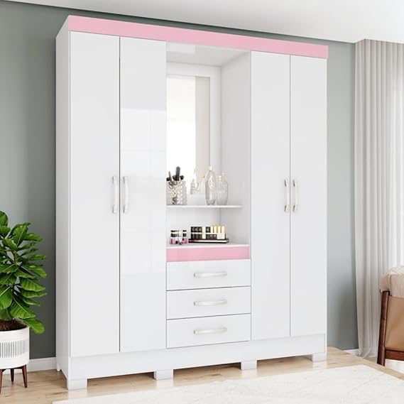 Wardrobe for Space-Saving Elegance Premium 4-Door Wardrobe with Integrated Mirror for Modern Bedrooms