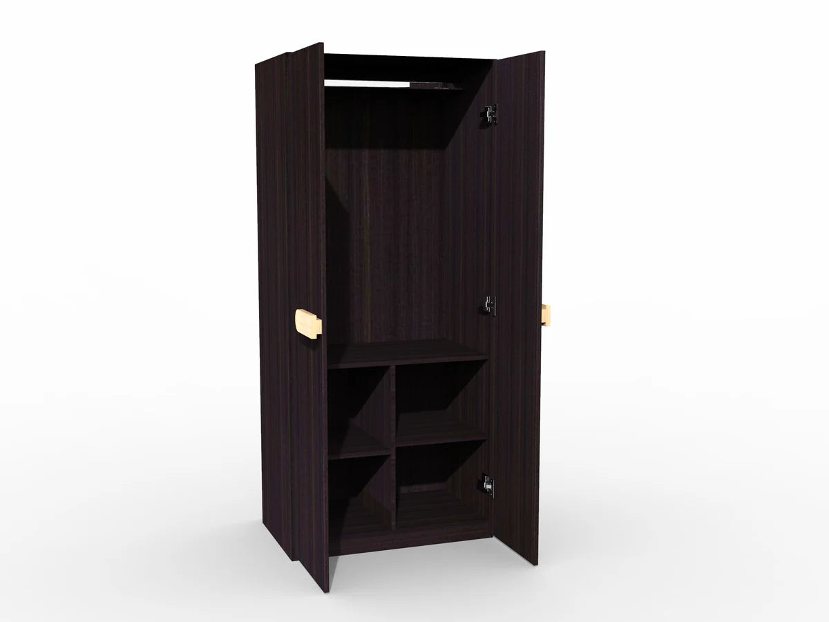 Wardrobe for Home 2-Door Designer Handles and Minimalist Aesthetic and Smooth Door Mechanism