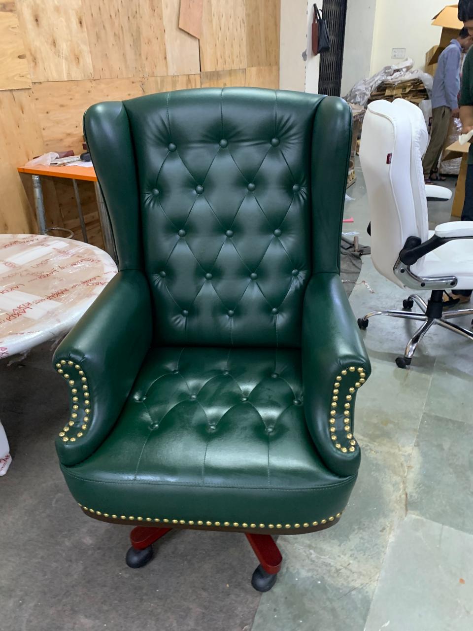 High Back Director Chair With Wooden Base