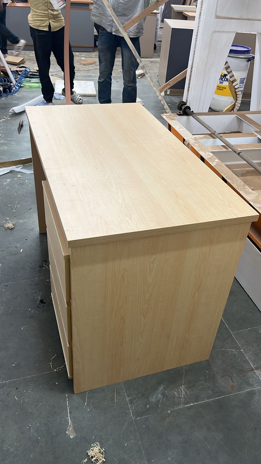 Office Desk and Computer Table and Pedestal 3 Drawer Made In Engineered Wood - Beige