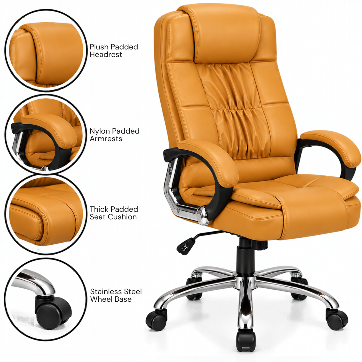 High Back Office Executive Chair with Chrome Base