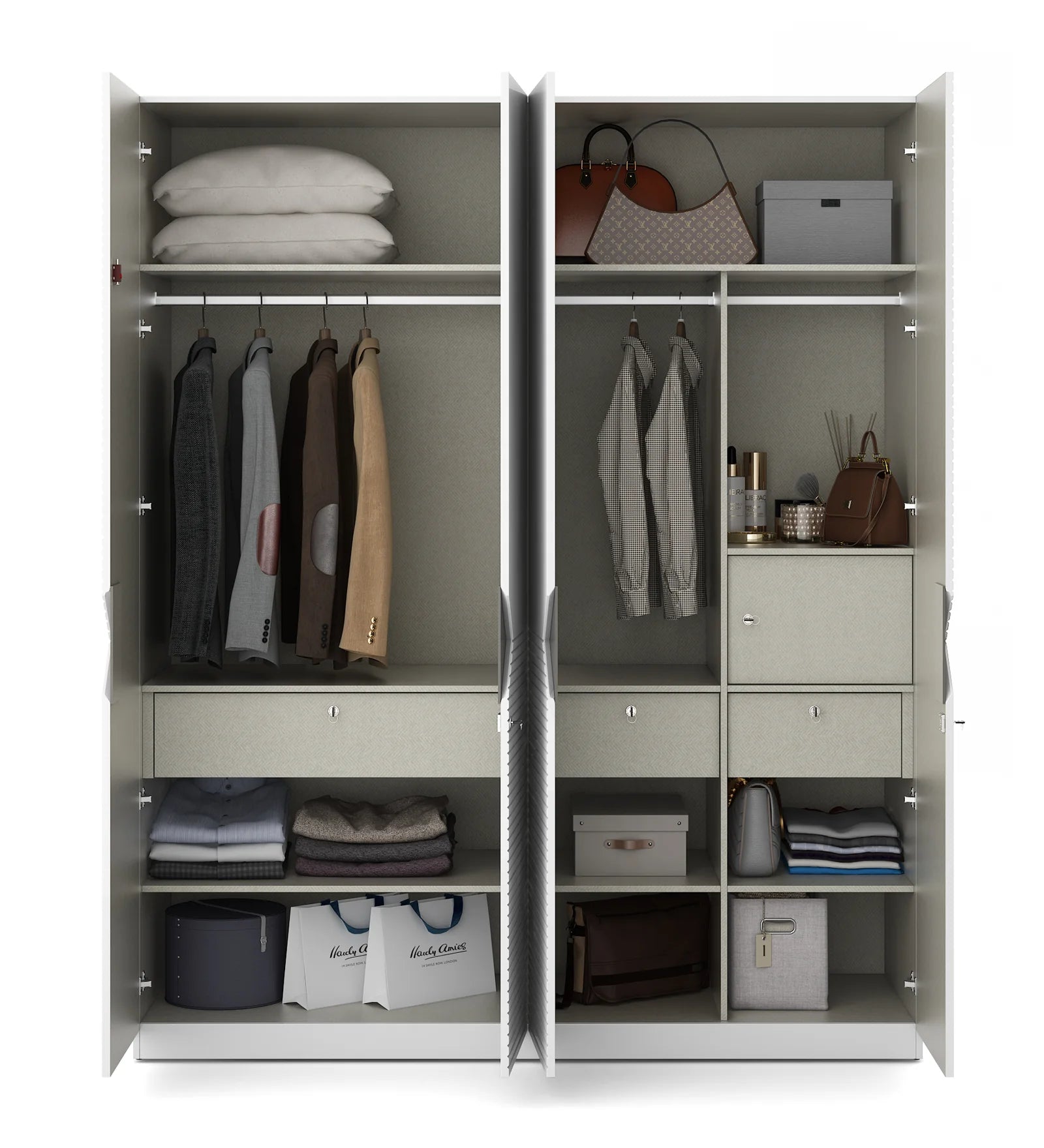 Wardrobe for Home 4-Door Modern Look, Luxurious Stylish Texture and Smooth Door Mechanism