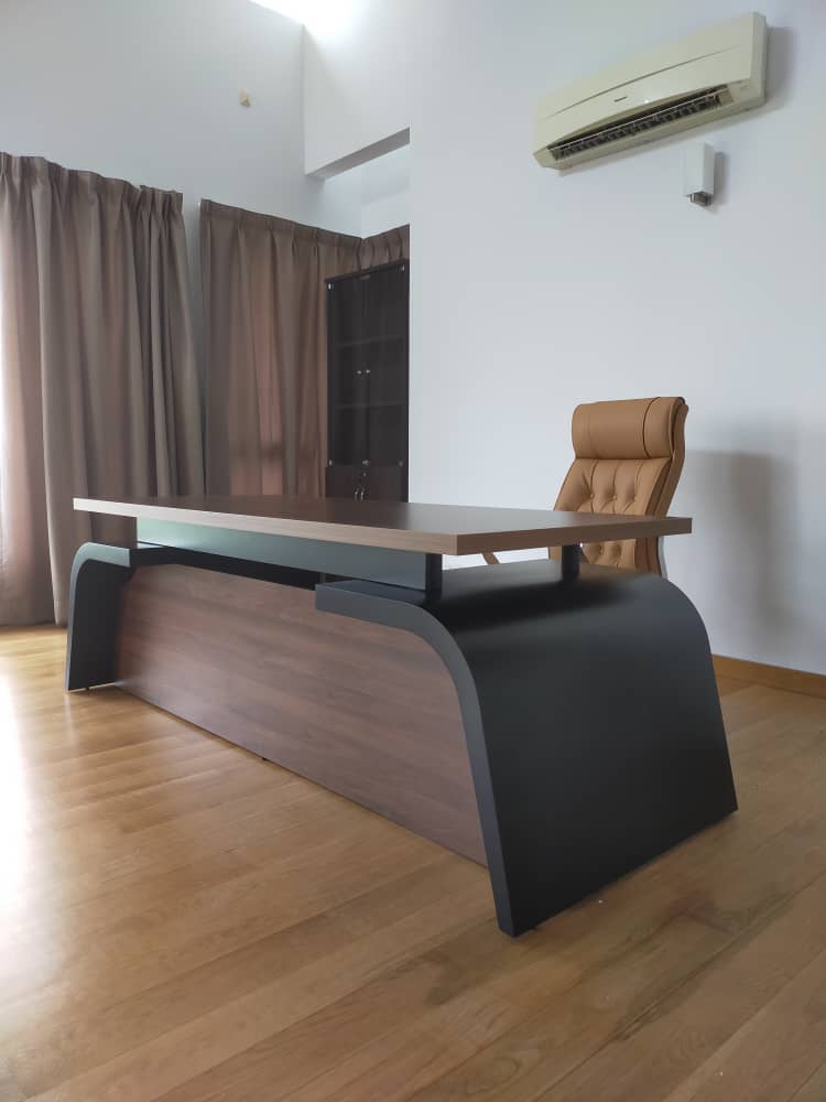 Director & Executive Rectangular Office Table Desk Made in MDF with Drawer - Brown Black