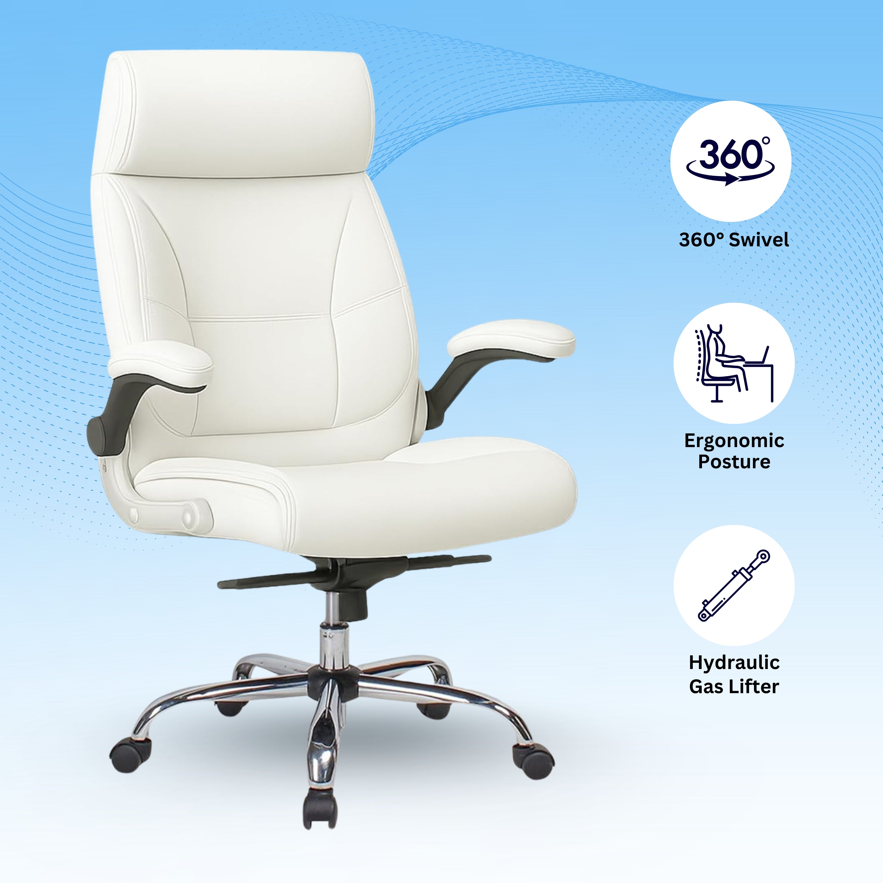 High Back Director Office Chair Ergonomic Leatherette Executive Chair with Adjustable Armrests, Comfortable Revolving Desk Chair for Office