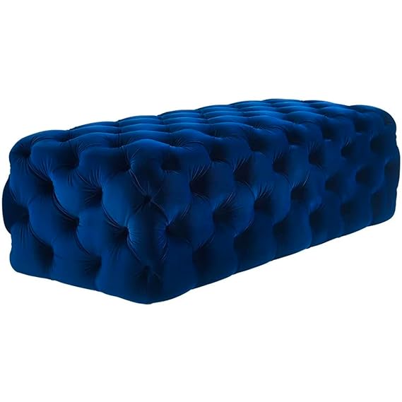 Ottoman for Living Room – Navy Blue Upholstery, High-Density Foam, Solid Wood Frame