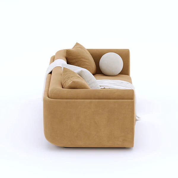 3 Seater Sofa For Home Furniture Upholstered velvet, Unique & Modern Design For Living Room or Hall - Brown