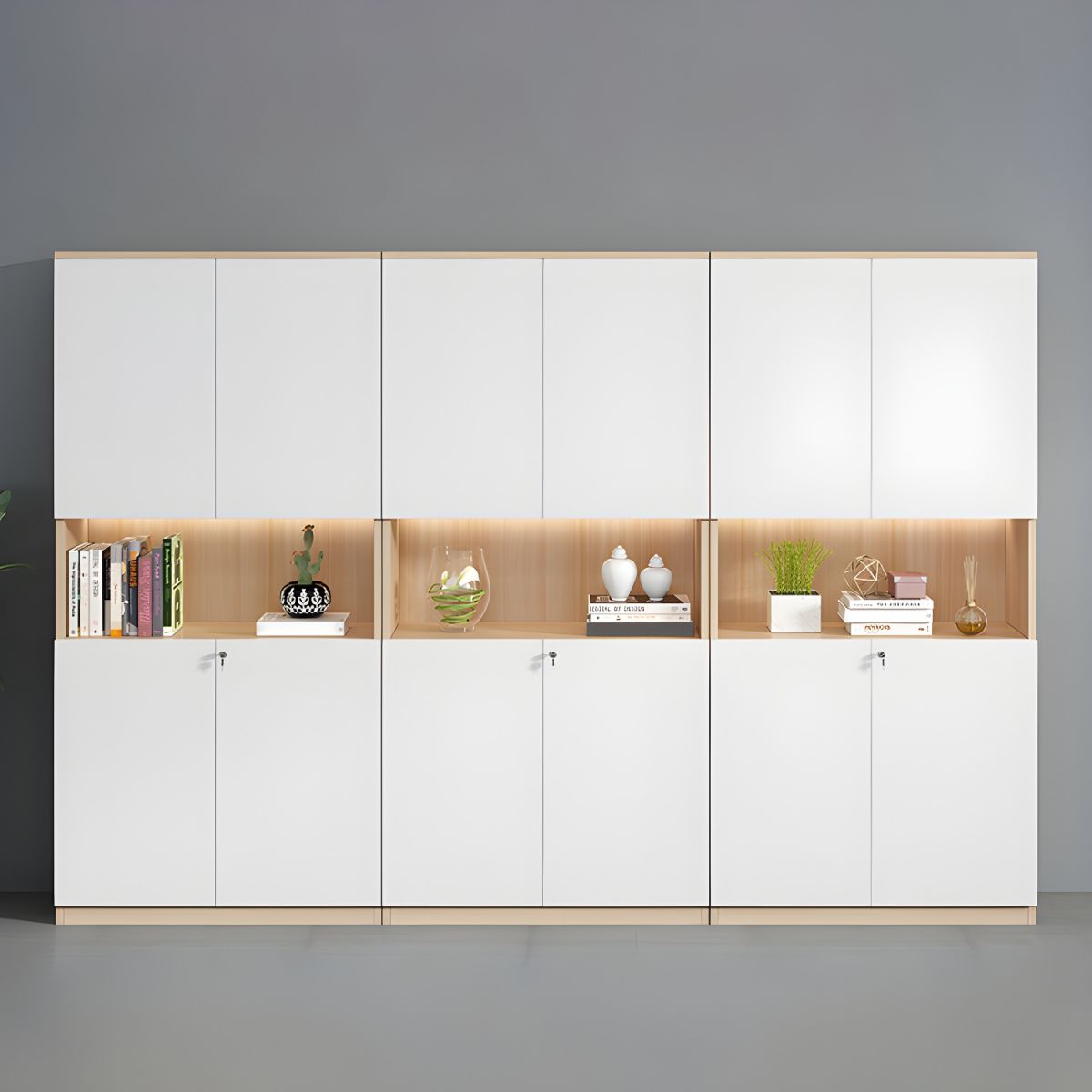 Modern Wooden Storage Cabinet with Bookshelf for Office and Home with Elegant Design