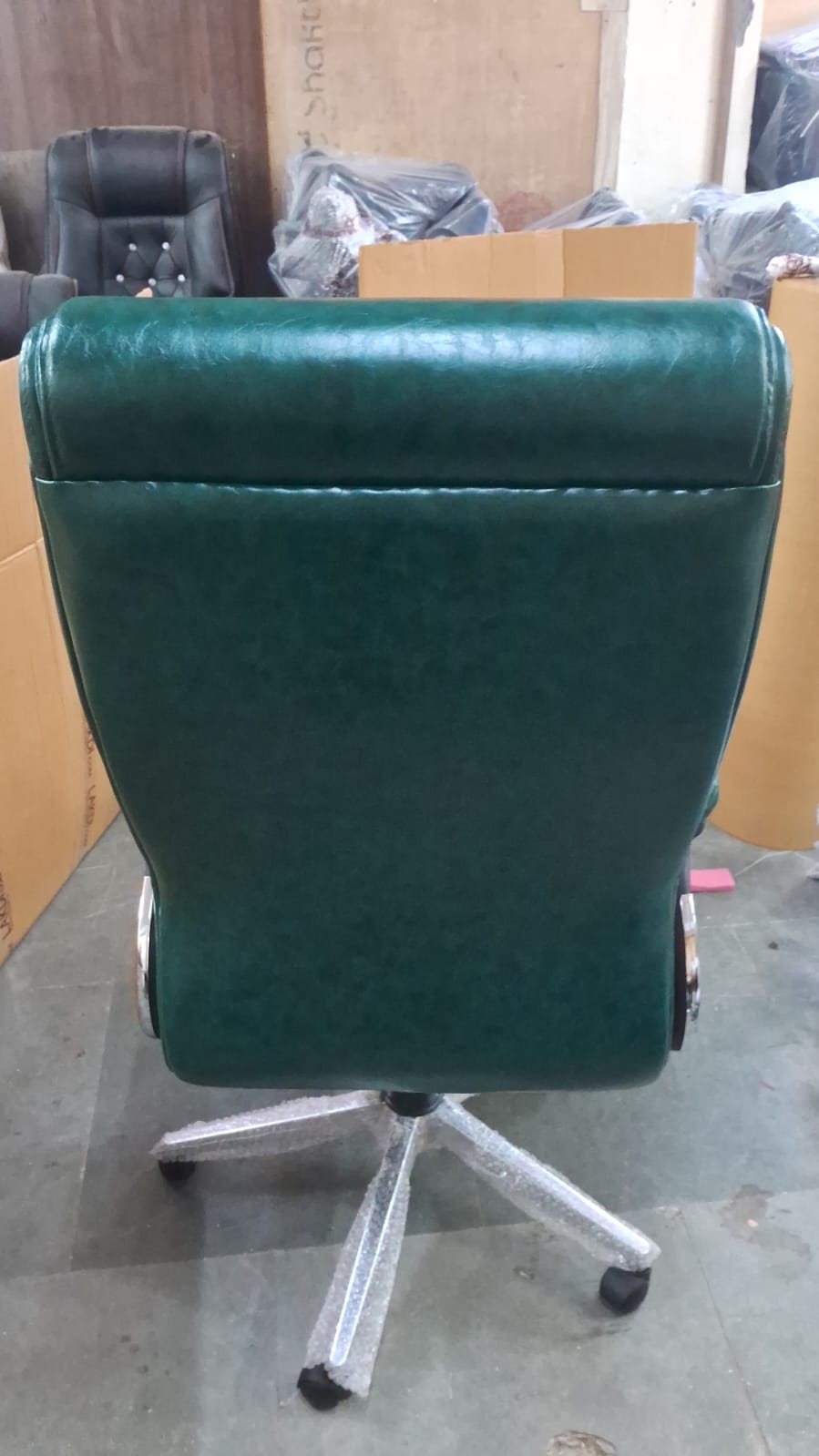 Dark Green High Back Director Chair with Chrome Base