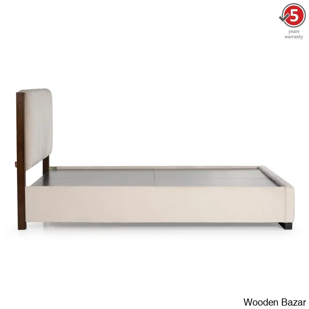 Luxury King Size Solid Wood Bed – Upholstered with Padded Tufted Headboard, Premium Quality & Elegant Design for Living Room