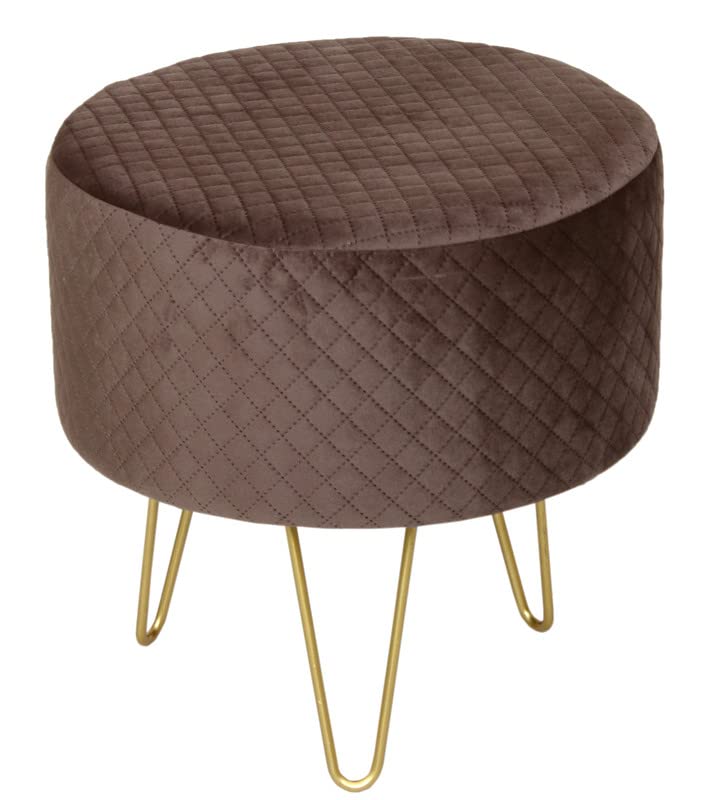 Ottoman Pouffes Sitting Stool for Living Room Dressing Table Puffy Footstool for Office or Home Decoration -Coffee Brown